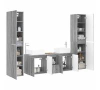 vidaXL Set di mobili per il bagno 5 pz Sonoma grigio