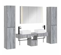 vidaXL Set di mobili per il bagno 6 pcs Sonoma grigio