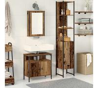 vidaXL Set di mobili per il bagno con lo scaffale 3 pcs Legno vecchio