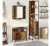 vidaXL Set di mobili per il bagno con lo scaffale 3 pcs Legno vecchio