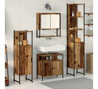 vidaXL Set di mobili per il bagno con lo scaffale 4 pcs Legno vecchio