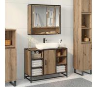 vidaXL Set di mobili per il bagno con porta 2 pcs Rovere artigianale