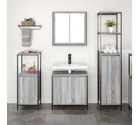 vidaXL Set di mobili per il bagno con porta 3 pcs Grigio sonoma e Nero