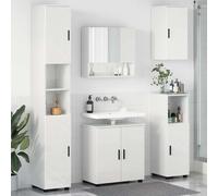 vidaXL Set di mobili per il bagno con porta 5 pcs Bianco Lucido