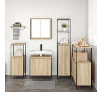 vidaXL Set di mobili per il bagno con porta 5 pcs Rovere Sonoma e Nero
