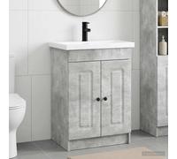 vidaXL Set di mobili da bagno grigio cemento, set di mobili da bagno moderno, portaoggetti in legno, lavabo elegante, design pratico