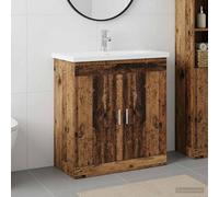 vidaXL Set di mobili da bagno, legno vecchio, 81 x 40 x 84,5 cm, in legno ingegnerizzato, organizer per il bagno, mobili moderni, unità portaoggetti e scaffali, decorazione elegante per gli elementi