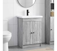 vidaXL Set di mobili per il bagno Sonoma grigio 56 x 37,5 x 81 cm