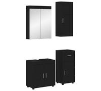 vidaXL Set di mobili per il bagno TULUM 4 pcs Nero 60 x 34 x 63 cm