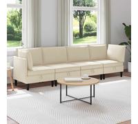 vidaXL Set di mobili per il soggiorno 4 pz Crema Tessuto