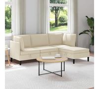 vidaXL Set di mobili per il soggiorno 4 pz Crema Tessuto
