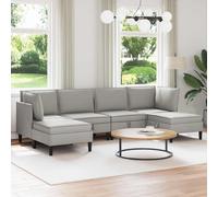 vidaXL Set di mobili per il soggiorno 6 pz Grigio chiaro Tessuto