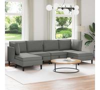 vidaXL Set di mobili per il soggiorno 6 pz Grigio scuro Tessuto