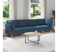 vidaXL Set di mobili per il soggiorno con cuscino 4 pcs Blu Tessuto