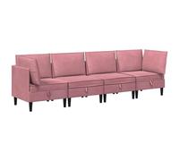 vidaXL Set di mobili per il soggiorno con cuscino 4 pcs Rosa Velluto, Divano moderno in velluto, arredo salotto ergonomico, seduta morbida, design compatto e spazio per riporre