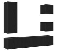 vidaXL Set di mobili per TV 6 Pezzi in Rovere Nero. Realizzati in Legno ingegnerizzato e montati a Parete, Hanno Un Design Moderno. Sono Perfetti per Il Soggiorno o Come Centro di intrattenimento in