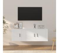 vidaXL Set di Mobili Porta TV 2 pz Bianco in Legno Multistrato
