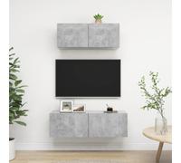vidaXL Set di Mobili Porta TV 2 pz Grigio Cemento in Legno Multistrato