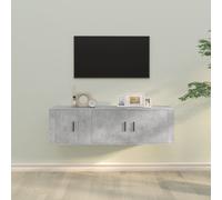 vidaXL Set di Mobili Porta TV 2 pz Grigio Cemento in Legno Multistrato