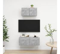 vidaXL Set di Mobili Porta TV 2 pz Grigio Cemento in Legno Multistrato