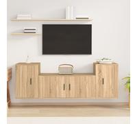 vidaXL Set di Mobili Porta TV 3 pz Rovere Sonoma in Legno Multistrato