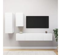 vidaXL Set di Mobili Porta TV 4 pz Bianco in Legno Multistrato