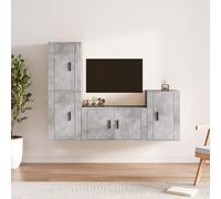 vidaXL Set di Mobili Porta TV 4 pz Grigio Cemento in Legno Multistrato