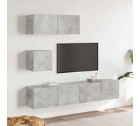 vidaXL Set di Mobili Porta TV 4 pz Grigio Cemento in Legno Multistrato