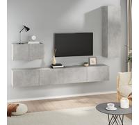 vidaXL Set di Mobili Porta TV 4 pz Grigio Cemento in Legno Multistrato