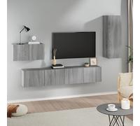 vidaXL Set di Mobili Porta TV 4 pz Grigio Sonoma in Legno Multistrato