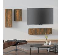 vidaXL Set di Mobili Porta TV 4 pz Rovere Fumo in Legno Multistrato