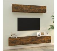 vidaXL Set di Mobili Porta TV 4 pz Rovere Fumo in Legno Multistrato