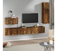 vidaXL Set di Mobili Porta TV 4 pz Rovere Fumo in Legno Multistrato