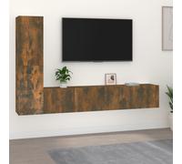 vidaXL Set di Mobili Porta TV 4 pz Rovere Fumo in Legno Multistrato