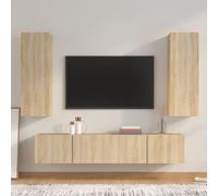 vidaXL Set di Mobili Porta TV 4 pz Rovere Sonoma in Legno Multistrato