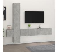 vidaXL Set di Mobili Porta TV 5 pz Grigio Cemento in Legno Multistrato
