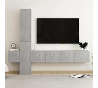 vidaXL Set di Mobili Porta TV 5 pz Grigio Cemento in Legno Multistrato