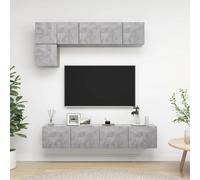 vidaXL Set di Mobili Porta TV 5 pz Grigio Cemento in Legno Multistrato
