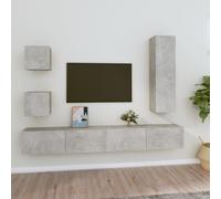 vidaXL Set di Mobili Porta TV 5 pz Grigio Cemento in Legno Multistrato