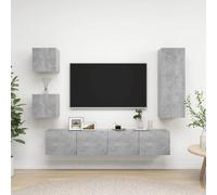 vidaXL Set di Mobili Porta TV 5 pz Grigio Cemento in Legno Multistrato