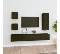 vidaXL Set di Mobili Porta TV 5 pz Nero in Legno Multistrato