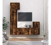 vidaXL Set di Mobili Porta TV 5 pz Rovere Fumo in Legno Multistrato