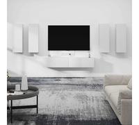 vidaXL Set di Mobili Porta TV 6 pz Bianco in Legno Multistrato