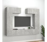 vidaXL Set di Mobili Porta TV 6 pz Grigio Cemento in Legno Multistrato