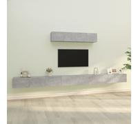 vidaXL Set di Mobili Porta TV 6 pz Grigio Cemento in Legno Multistrato
