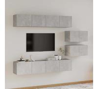 vidaXL Set di Mobili Porta TV 6 pz Grigio Cemento in Legno Multistrato