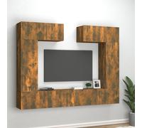 vidaXL Set di Mobili Porta TV 6 pz Rovere Fumo in Legno Multistrato