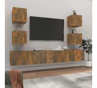 vidaXL Set di Mobili Porta TV 6 pz Rovere Fumo in Legno Multistrato