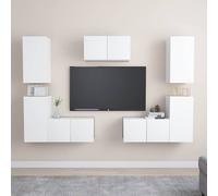 vidaXL Set di Mobili Porta TV 7 pz Bianco in Legno Multistrato
