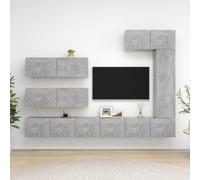 vidaXL Set di Mobili Porta TV 7 pz Grigio Cemento in Legno Multistrato